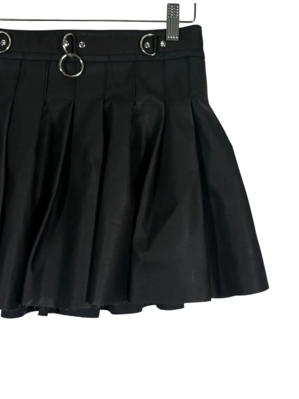 Current Mood Dolls Kill Faux Leather PLeated Mini Skirt in Black Size Small